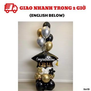 Bộ bong bóng trang trí tốt nghiệp hình sao màu đen vàng ltn19