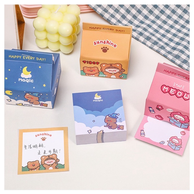 Giấy note/ giấy ghi chú hình hộp sữa 200 tờ siêu dễ thương