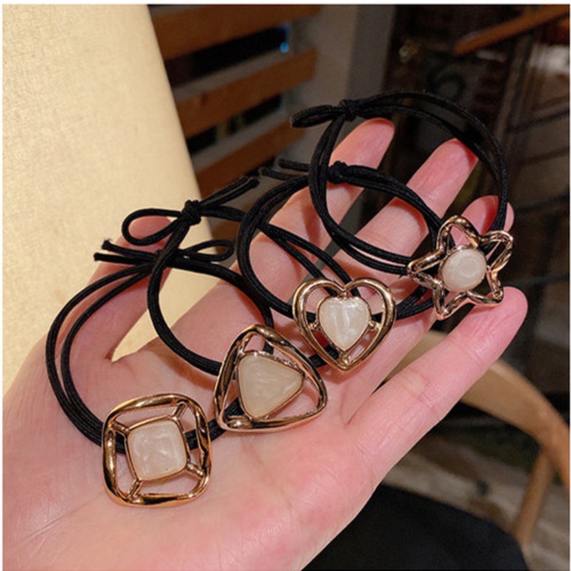 Dây buộc tóc hình ngôi sao / trái tim/ hình học bằng nhựa resin thời trang cho nữ