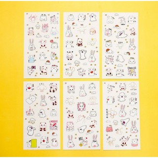1 set 6 tờ Sticker dán nhiều hình ngộ nghĩnh siêu dễ thương dùng để trang trí tập sổ dế yêu