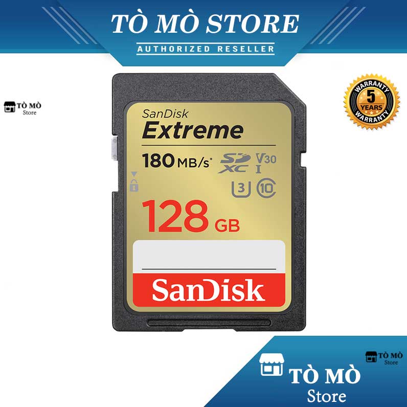 Thẻ nhớ SDXC SanDisk Extreme 128GB V30 UHS-I U3 4K 180MB/s - Bảo hành 5 năm