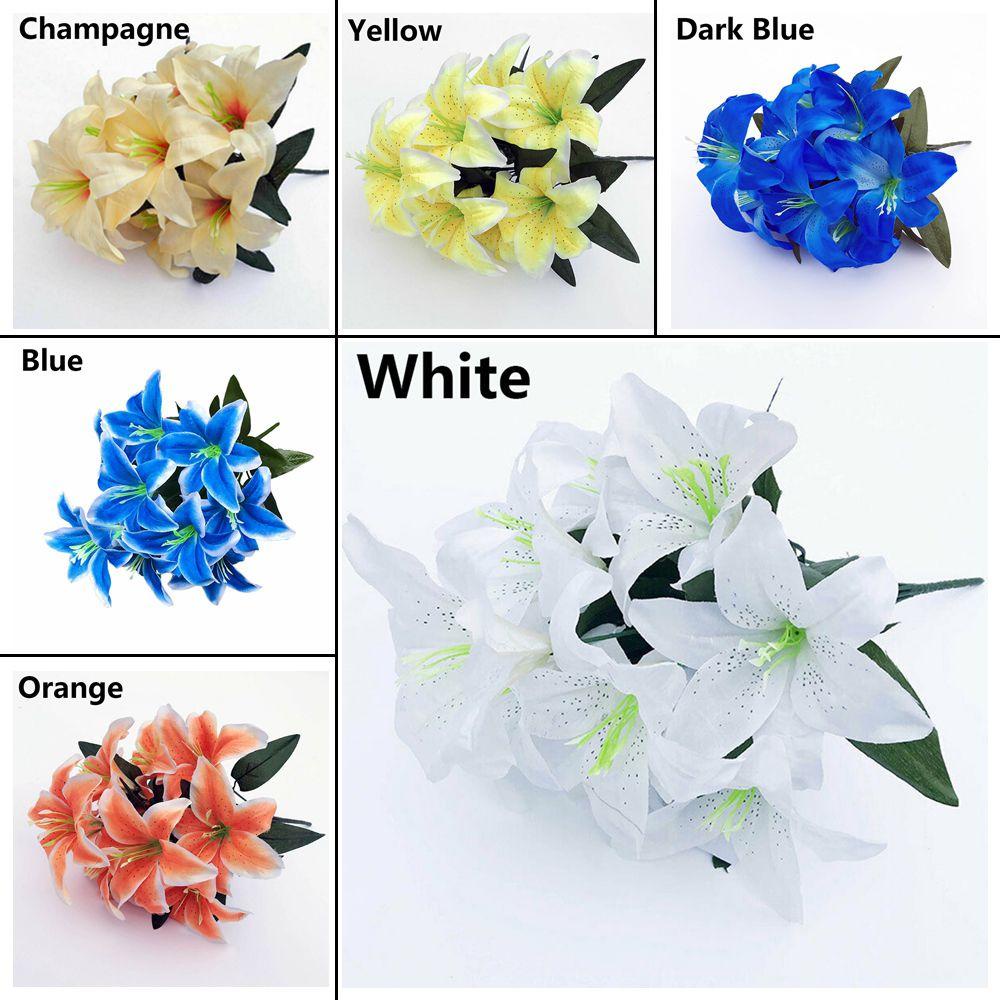 Bó Hoa Lily Giả 10 Bông Nhiều Màu Sắc Chất Lượng Cao