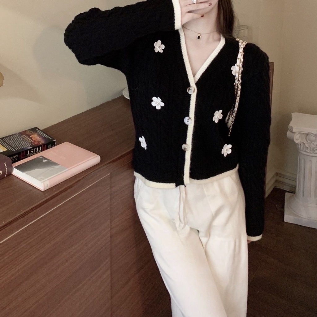 Áo Khoác Cardigan Dệt Kim Cổ Chữ V Xinh Xắn Thời Trang  tao bao