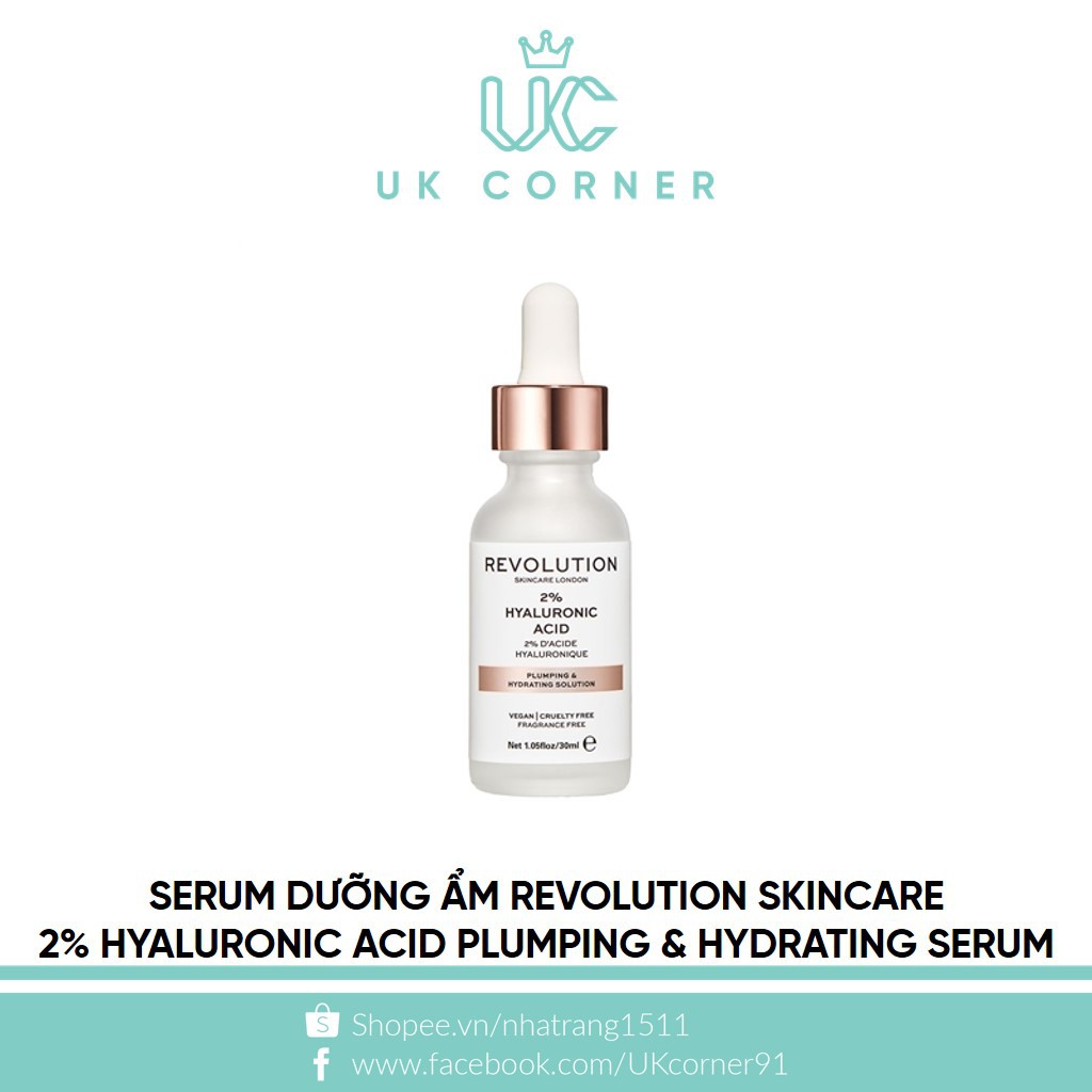 Serum dưỡng ẩm Revolution Skincare 2% Hyaluronic Acid Plumping & Hydrating Serum