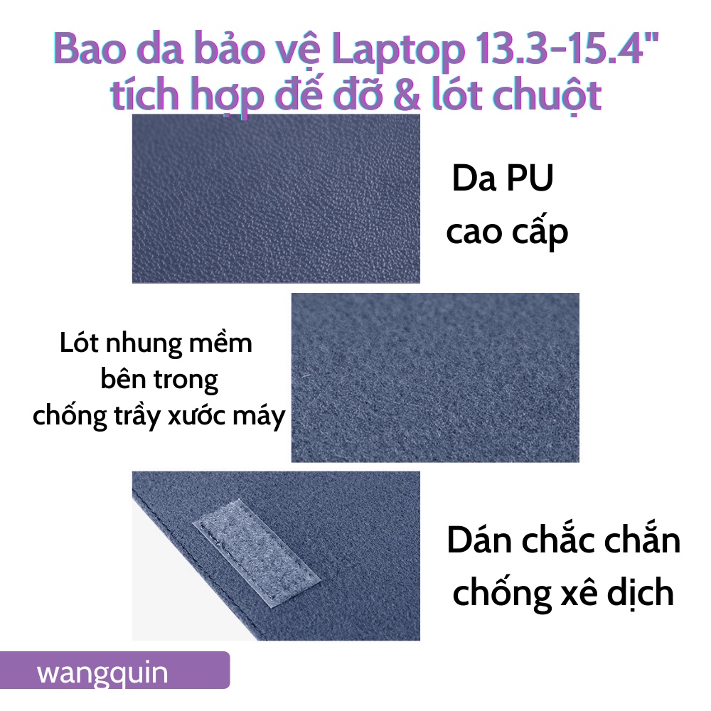 Sẵn VN Bao Da Bao Laptop Macbook 13 13.3 14 15 15.6 inch Sang Trọng Cao Cấp Nhiều Tính Năng Tích Hợp Giá Đỡ và Lót Chuột