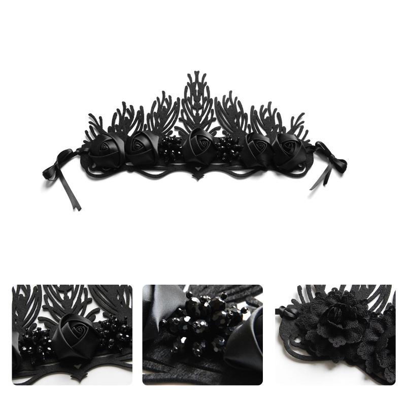 Băng Đô Cài Tóc Hình Vương Miện Phù Thủy Màu Đen Dành Cho Lễ Hội Hóa Trang