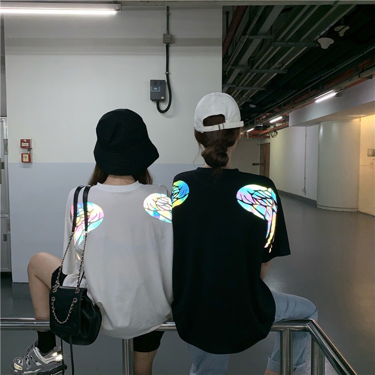 Áo thun Phản Quang 7 Màu Tay Lỡ Nam Nữ Đôi Cánh Vai