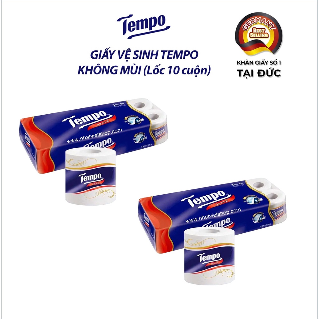 [LỐC 10 CUỘN] Giấy Vệ Sinh Tempo Cao Cấp Không Mùi/ Gỗ Táo