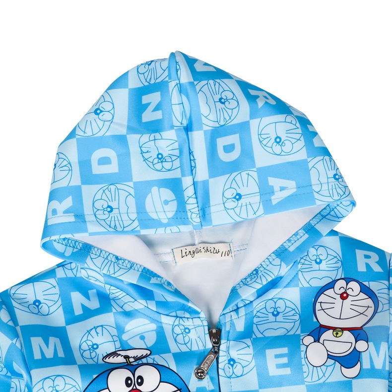 Áo khoác hoodie hoạt hình doraemon in đáng yêu cho bé từ 3-8 tuổi