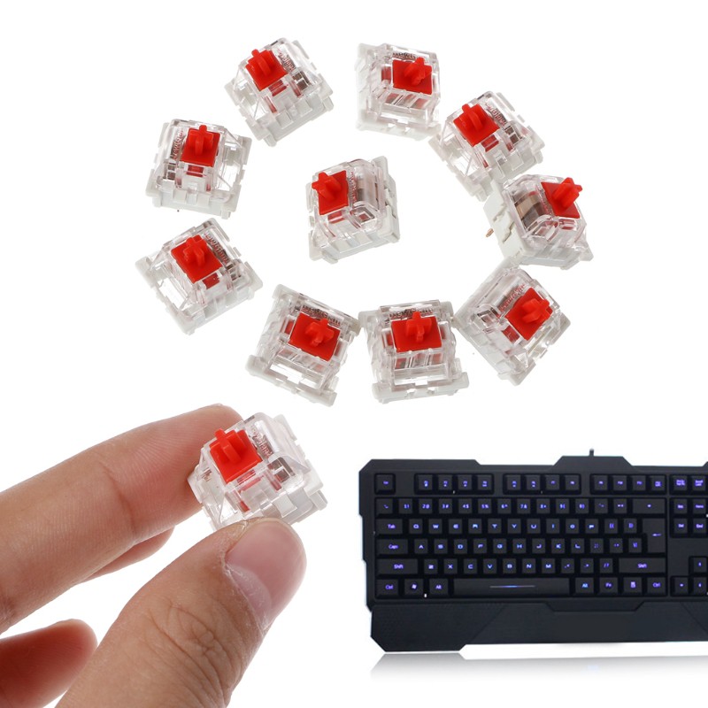 Set 10 Công Tắc Bàn Phím Cơ 3 Chấu Màu Đỏ Thay Thế Chuyên Dụng Cho Gateron Cherry Mx