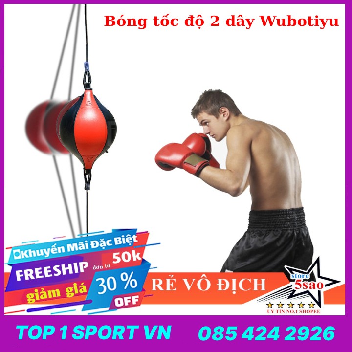 Bóng đấm phản xạ 2 dây + bóng treo đầu + găng mma đấm bốc + băng đa cuốn tay boxing - Dụng cụ tập phản xạ chuyên nghiệp