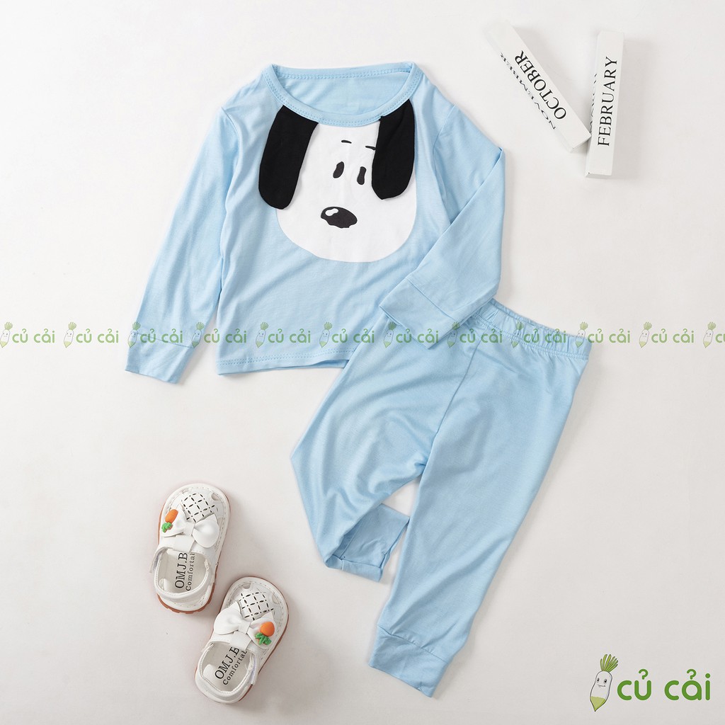 [XẢ KHO] Bộ dài tay vải thun lạnh cho bé trai, bé gái họa tiết cún snoopy cực đẹp BTD27