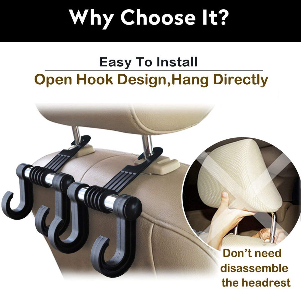 Móc Treo Đồ Gắn Ghế Xe Hơi 2 Trong 1 Tiện Dụng