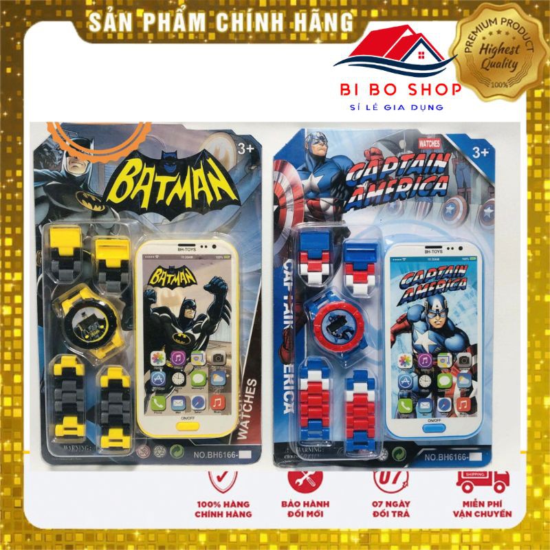ComBo Điện Thoại Di Động ,Đồng Hồ Đeo Tay bé trai siêu nhân, batman, avenger siêu ngầu BI BO SHOP