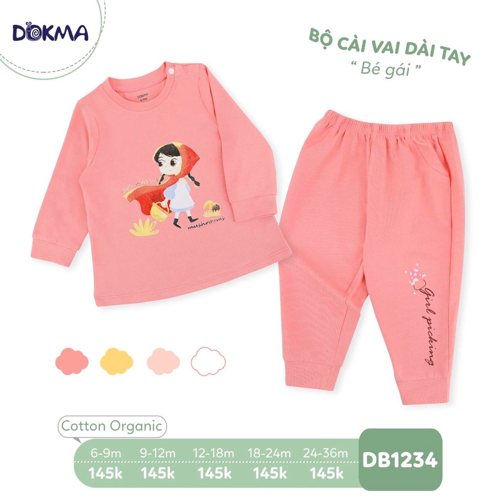 Bộ dài tay mỏng thu đông bé gái Dokma DB1156