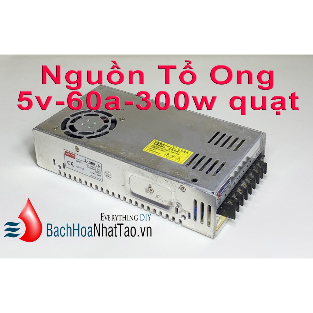 Nguồn tổ ong 5V 60A 300W(quạt) Cũ