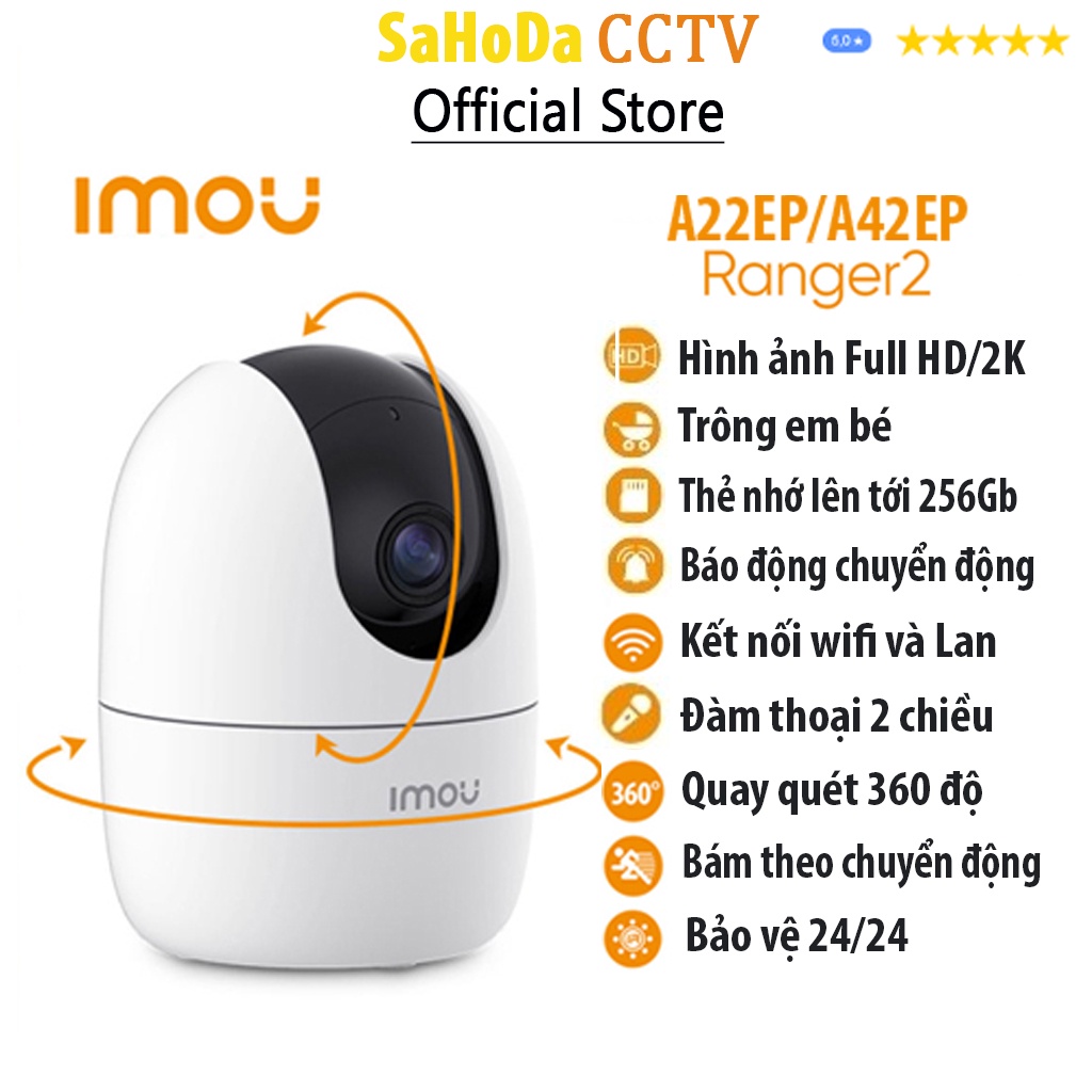 Camera trông trẻ, Camera IP Wifi Imou Ranger A42EP Quad HD (2K ) A22EP Full HD 1080P xoay 360 chính hãng bảo hành 2 năm