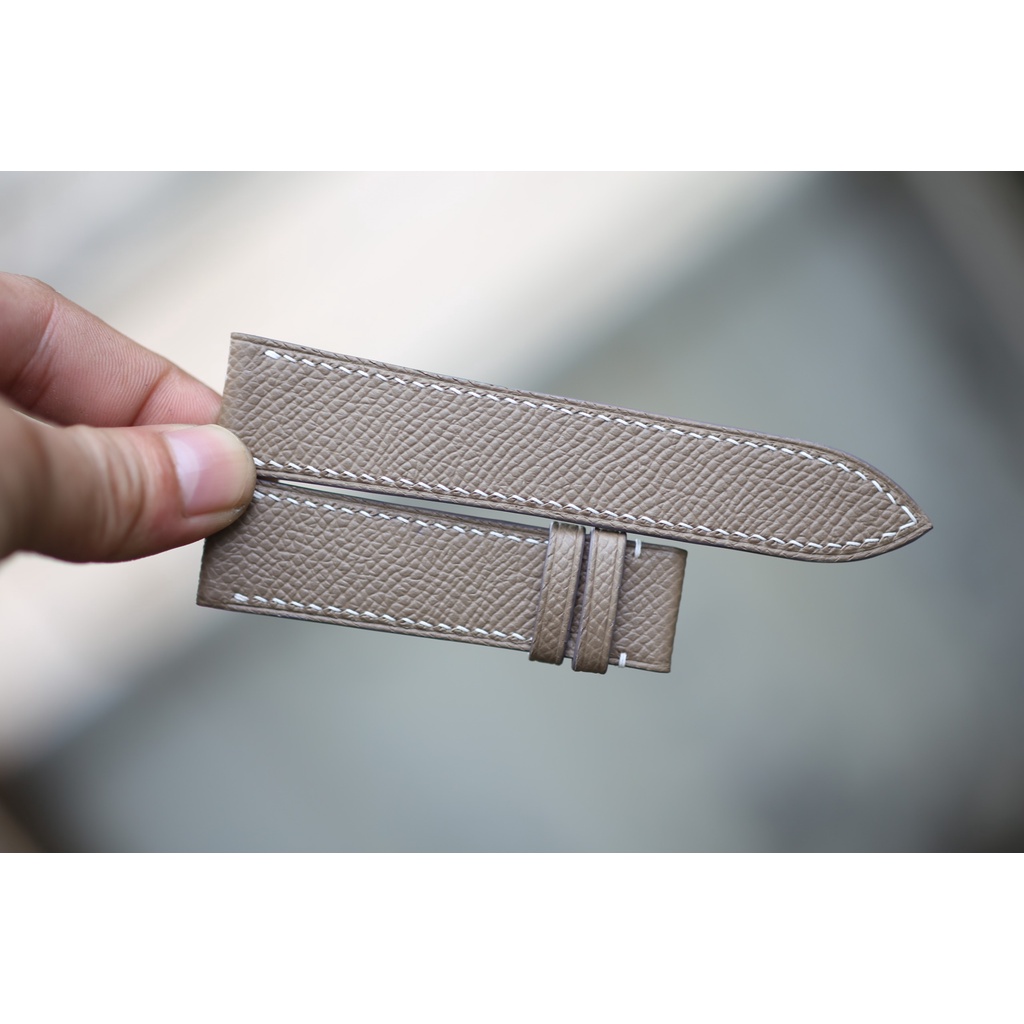 Dây đồng hồ handmade Da epsom xám sẫm