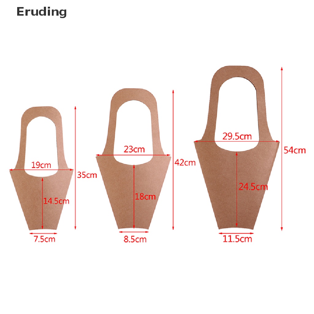 Set 5 túi giấy kraft đóng gói hoa quà tặng có quai xách thủ công