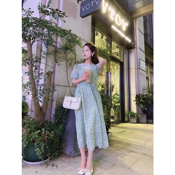 Đầm Hoa Nhí, Váy Hoa Nhí Spring Dress Tay Bồng Phong Cách Retro Ngọt Ngào Cho Nữ