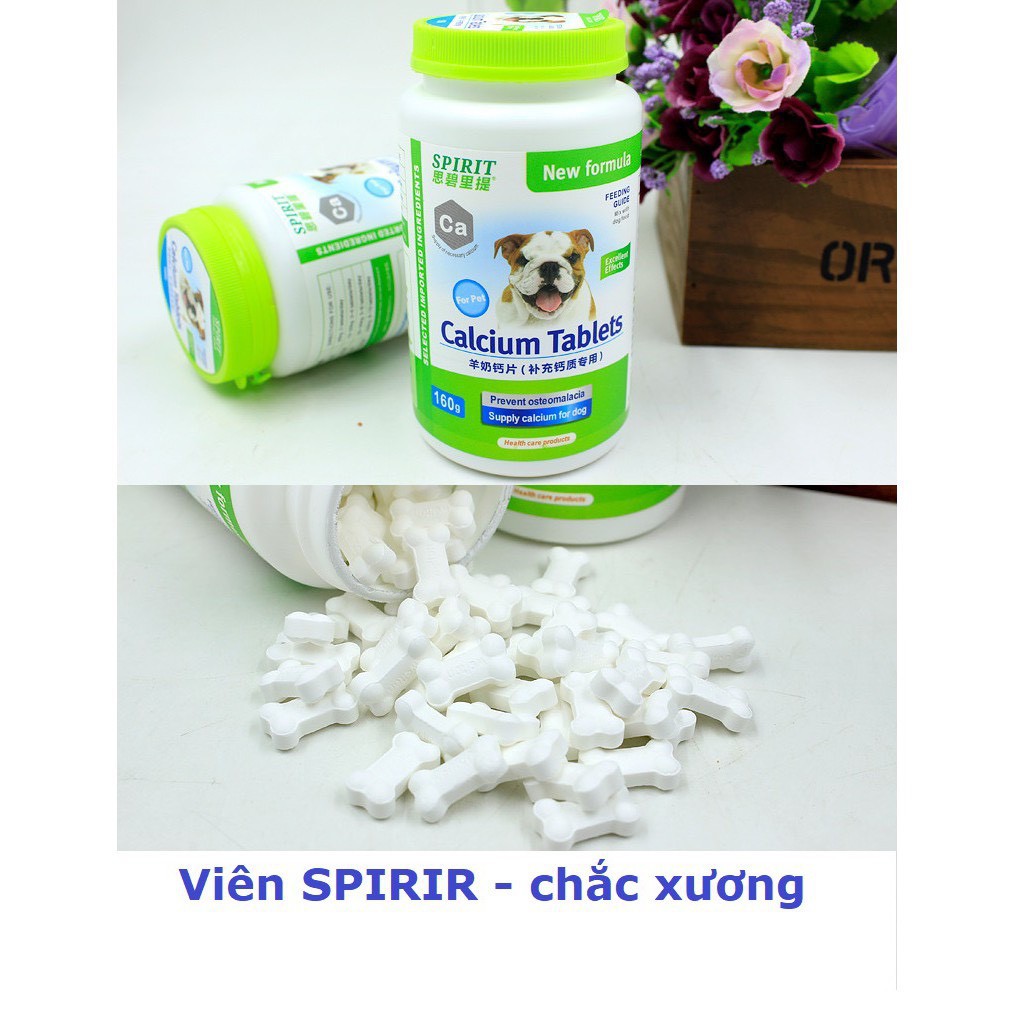 Viên Canxi SIPRIT Bổ Sung Dinh Dưỡng Canxi / Dưỡng Lông / Vitamin D/ Khoáng Cho Chó Mèo Lọ 160g