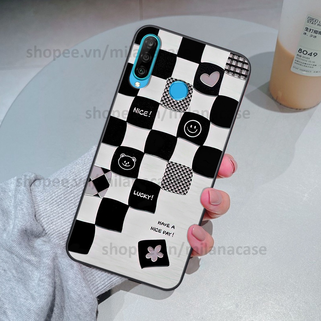 Ốp Huawei Nova 4e / P30 Lite in hình caro trái tim siêu đẹp, siêu nét đầy phong cách cá tính
