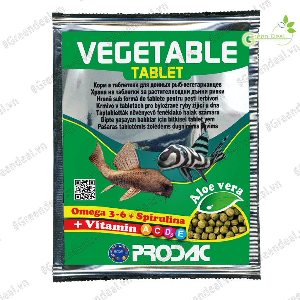 PRODAC - Vegetable Tablet (Gói 6 gram) | Thức ăn cá cảnh, cá Pleco trong hồ cá thủy sinh