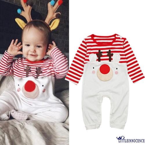 ❤XZQ-Christmas Baby Newborn Boy Girl Warm Xmas Romper Cotton Jumpsuit Bodysuit Outfits