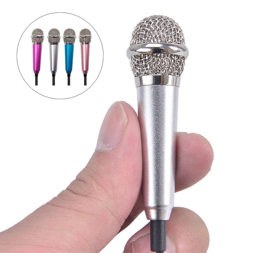 Điện thoại di động Mini 3.5mm Microphone Dây bện Tai nghe KTV Âm nhạc Hát Loa