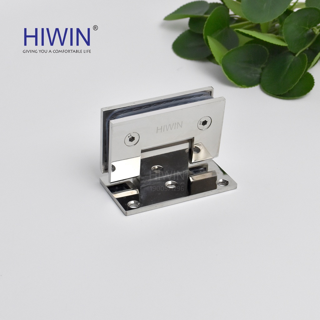 Bản lề cabin tắm 90 độ kính tường đế lệch inox 304 mặt gương Hiwin HG-008