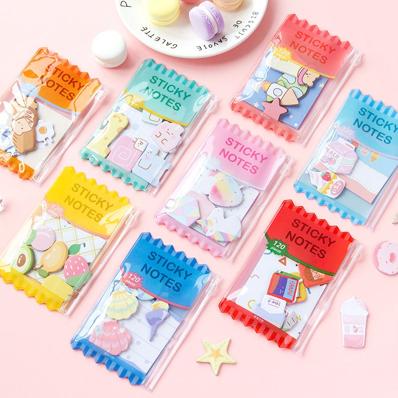 Candy Bag Special-Shaped Sticky Notes Combination Creative Edge Sliding Bag Storage Gadget Cartoon MinimalistnTimes Stickers120Pieces