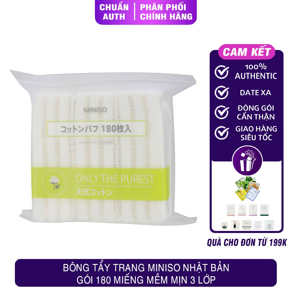 Bông Tẩy Trang Miniso Nhật Bản Gói 180 Miếng