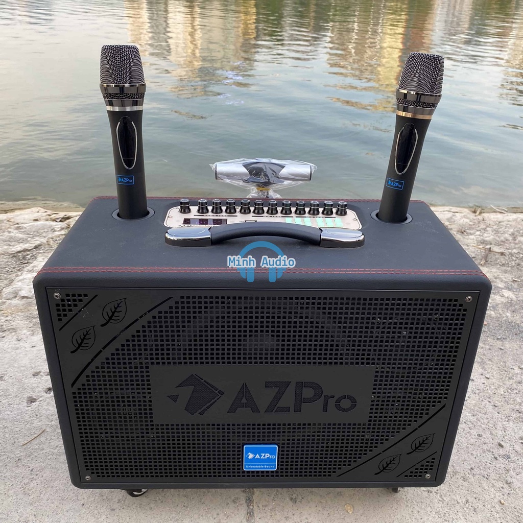 Loa kẹo kéo AZpro AZ-316, Bass 15, 2.1, loa có kèm theo 2 mic UHF  - Chính Hãng