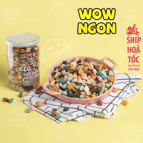 Kẹo Sỏi Đá Nhân Socola hũ 500gr siêu ngon Tiệm đồ Ăn Vặt WowNgon Hà Nội