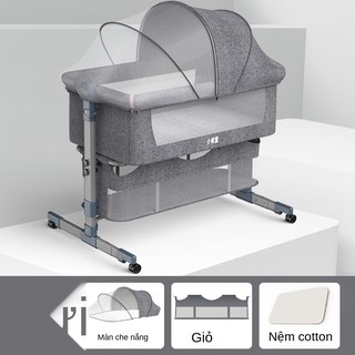 Giường cũi ghép nối giường lớn có thể tháo rời có thể gập lại có thể gập lại cho trẻ sơ sinh nôi trẻ sơ sinh giường nhỏ