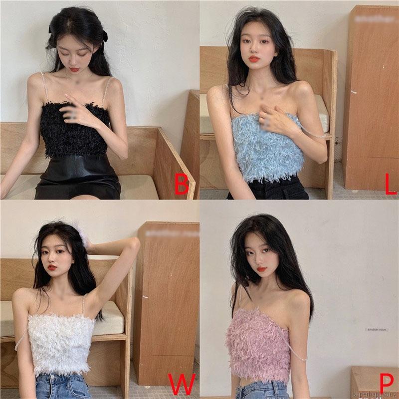 Áo Hai Dây Hoạ Tiết Lông Vũ Thiết Kế Ôm Sát Tôn Dáng