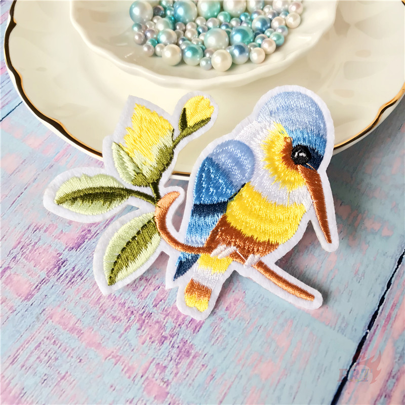 ☸ Miếng Dán Ủi Đồ 02 Ủi Thêu Hình Chim stray birds series 02 ☸ 1 Miếng Dán Ủi Lên Các Huy Hiệu Hình Con Vẹt