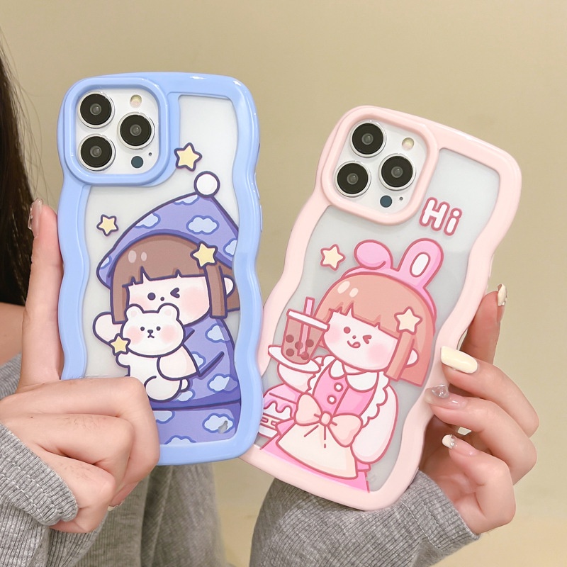 Ốp lưng iphone Ốp Điện Thoại Acrylic Phối Ren Họa Tiết Hoạt Hình Cho iphone 13Promax 12 11Pror 14pro Dinuo case