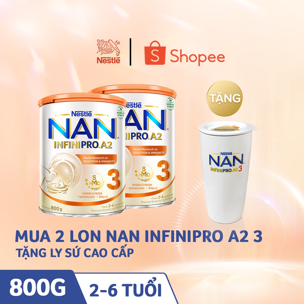 Combo 2 Lon Sữa Nestlé NAN INFINIPRO A2 3, lon 800g