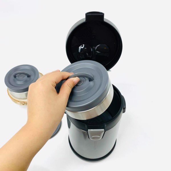 Bộ hộp cơm giữ nhiệt Lock&Lock LHC8034 màu xám đen, loại lớn đa năng kèm túi giữ nhiệt