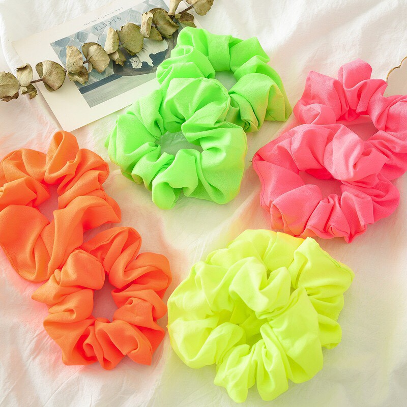 Scrunchies Cột Tóc Vải Huỳnh Quang Độc Đáo A505