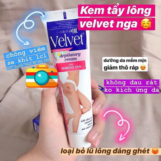 Kem tẩy lông Velvet Sensitive 100ml hàng chính hãng Nga dùng cho da nhạy cảm