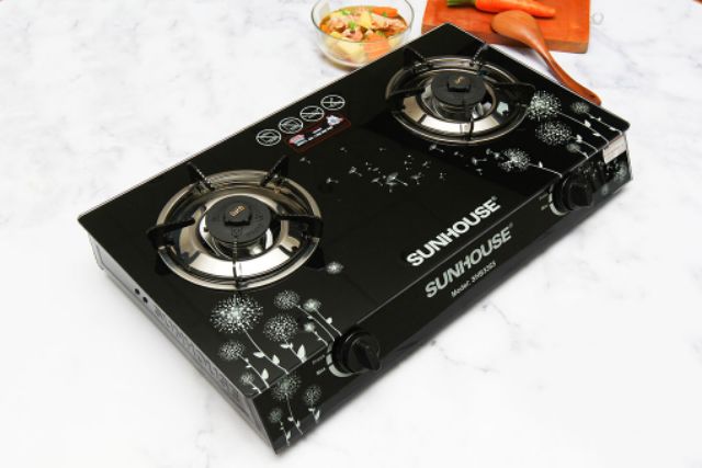 Bếp gas đôi Sunhouse 3365 Trưng Bày  TIẾT KIỆM 30% GAS  Lượng gas tiêu thụ:0.44 kg/h/2 lò. tiết Kiệm Gas )