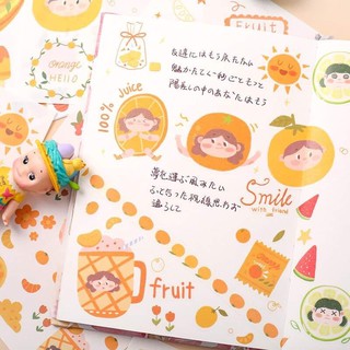 🍉Sticker dán Cô bé ham ăn quà vặt