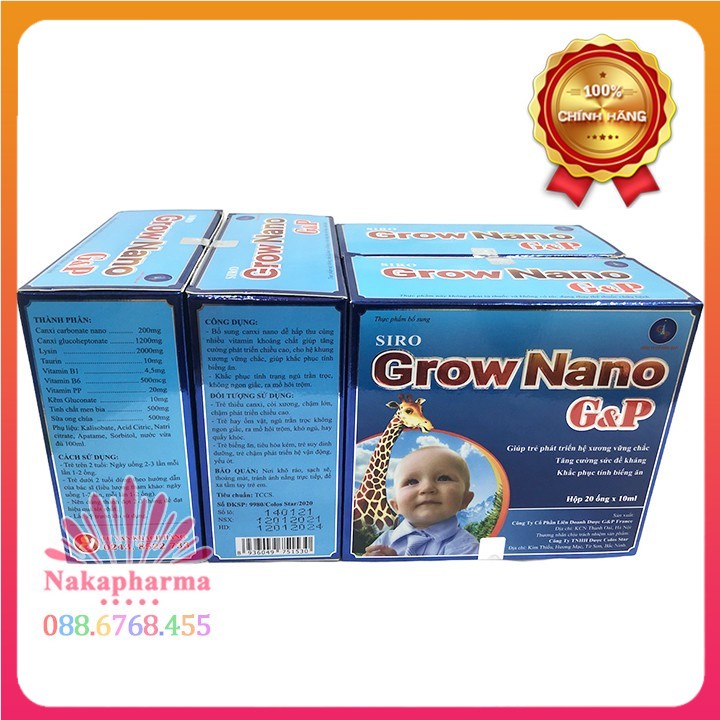 Siro Canxi Nano Gold mẫu mới - Grow Nano G&P – Giúp ăn ngon, tiêu hóa khỏe, phát triển chiều cao, tăng hấp thu