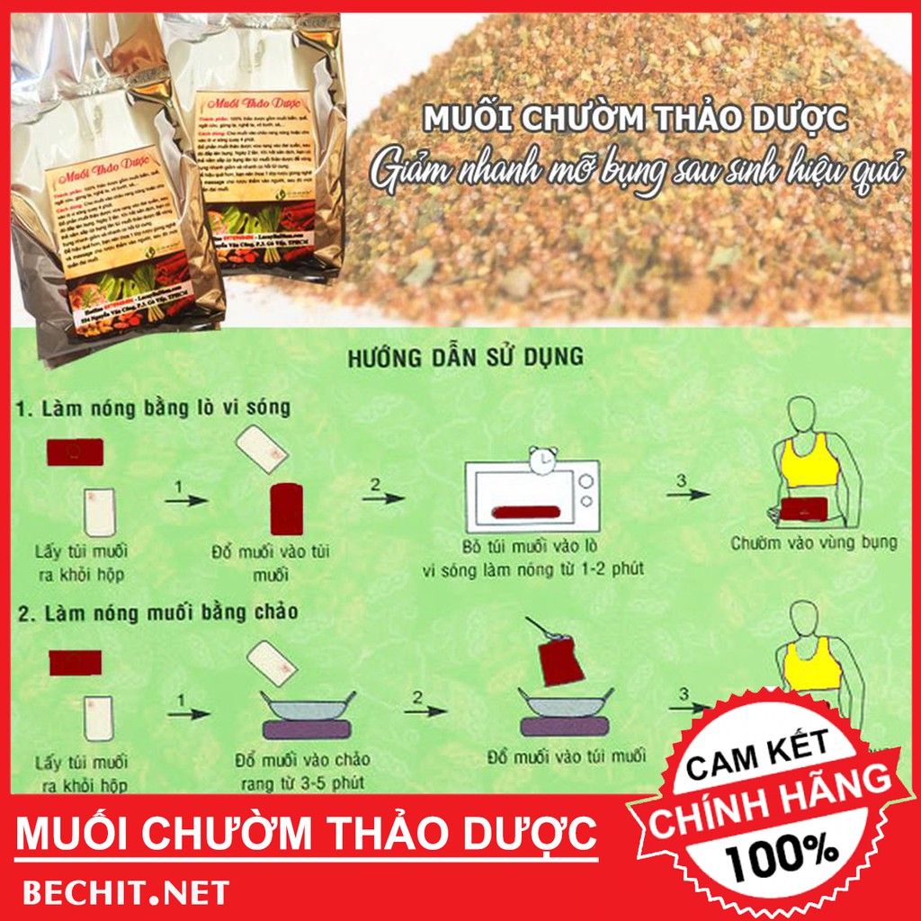 Muối Thảo Dược Chườm Bụng Tặng Túi Đựng Muối Hàng Chuẩn