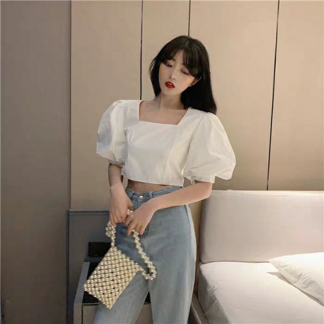 (SẴN) Áo croptop cổ vuông tay phồng M3 BETTER | BigBuy360 - bigbuy360.vn