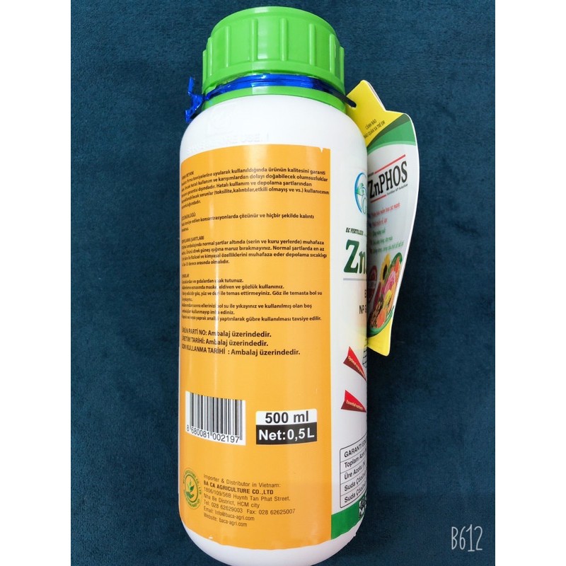 ÁO GIÁP KẼM - ZN PHOS - CÔNG NGHỆ KẼM - LÂN - Chai 500ml