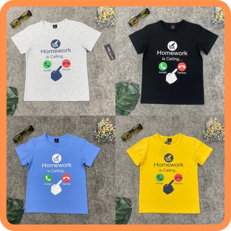 Áo phông cộc tay 100% Cotton cho bé trai và bé gái 10-45kg