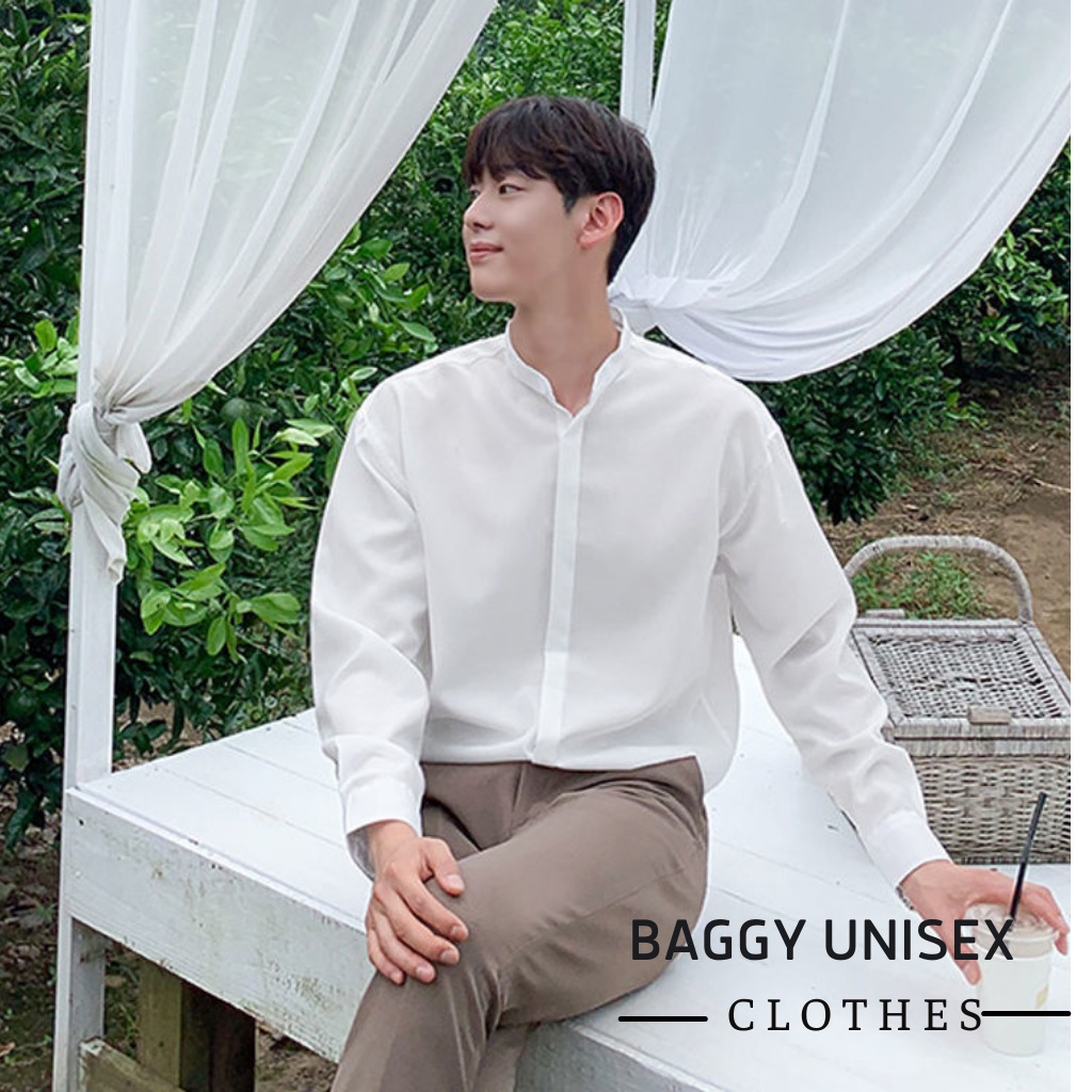 Áo sơ mi nam CỔ TÀU UNISEX dài tay cao cấp : Chất liệu lụa mềm mịn, không nhăn, thoáng mát, thấm hút mồ hôi